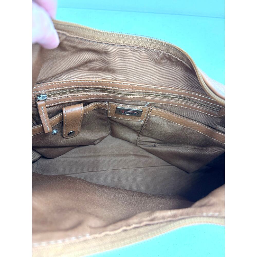 Talbots Pebbled Leather Shoulder Bag Purse Brown Preppy Chic Classic Neutral - Picture 7 of 12